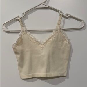 Wild Fable Cream Lace Trim Tank Top